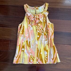 J. Crew Yellow & Pink Ruffle-Neck Sleeveless Camisole
